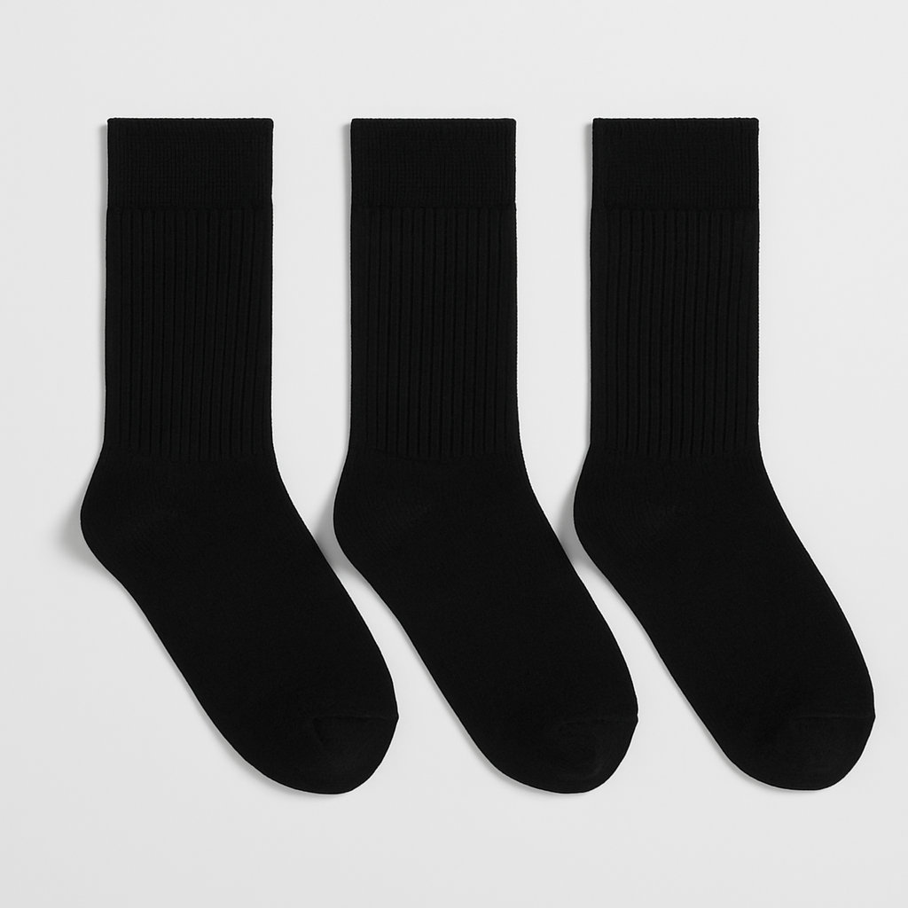 LOT DE 3 PAIRES DE CHAUSSETTES DE SPORT NOIRES MI-MOLLET