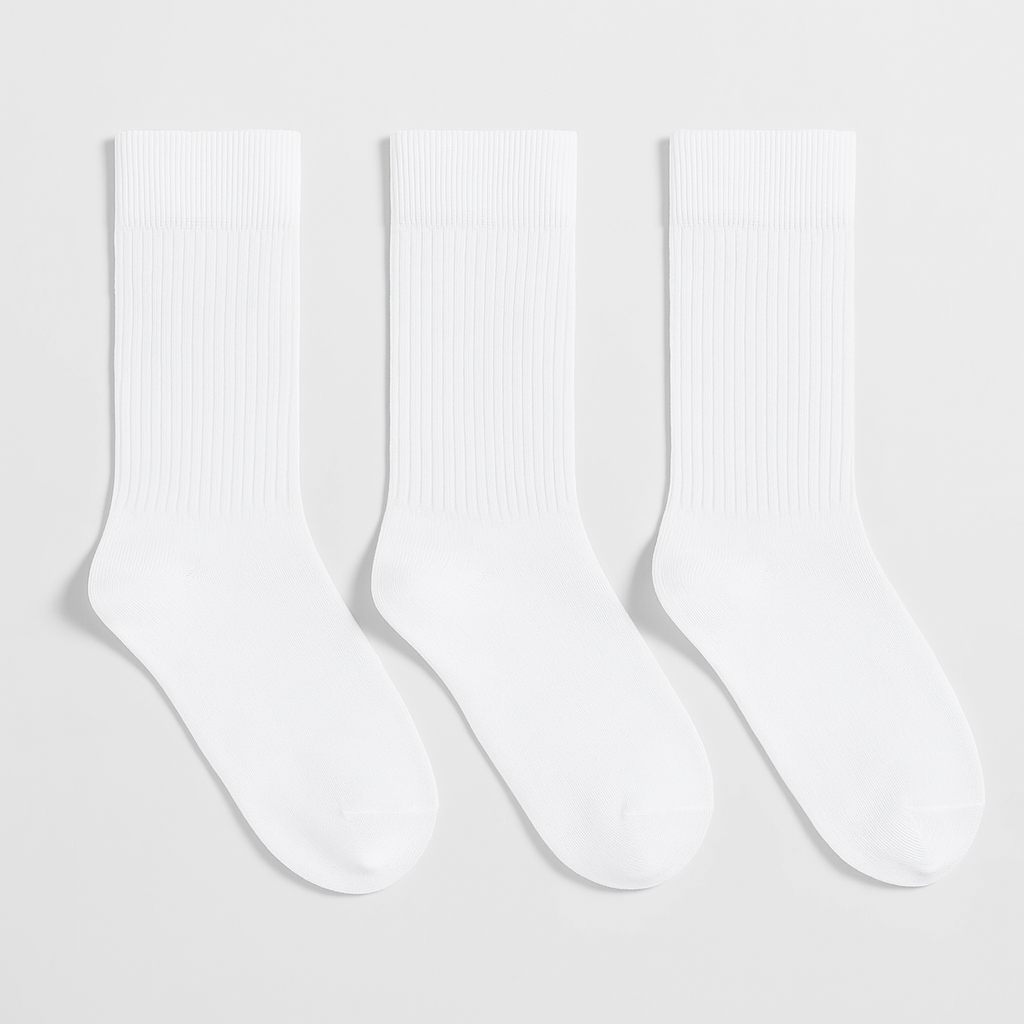 LOT DE 3 PAIRES DE CHAUSSETTES DE SPORT BLANCHES MI-MOLLET