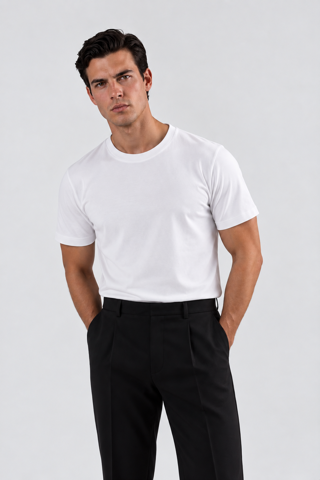 CREW NECK REGULAR T-SHIRT – WHITE