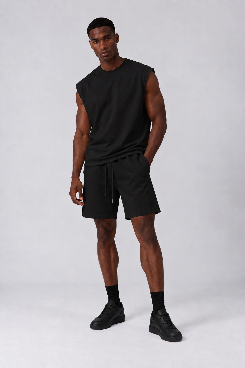 HEAVYWEIGHT COTTON RELAX SHORT – BLACK