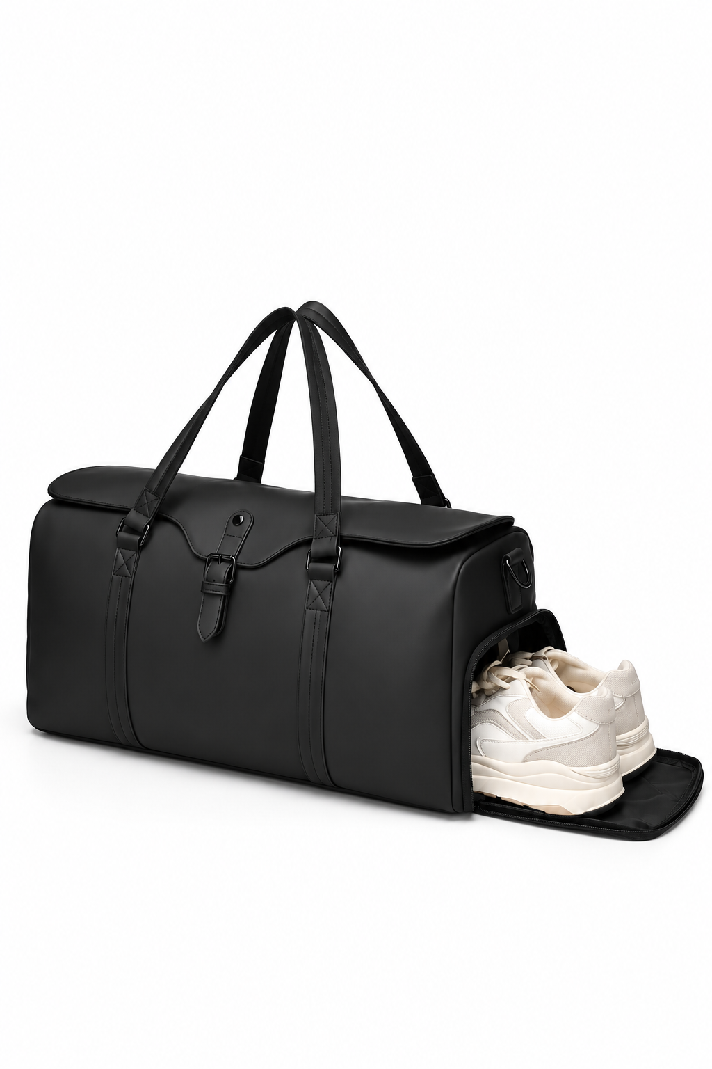 BUCKLE WEEKENDER BAG - BLACK