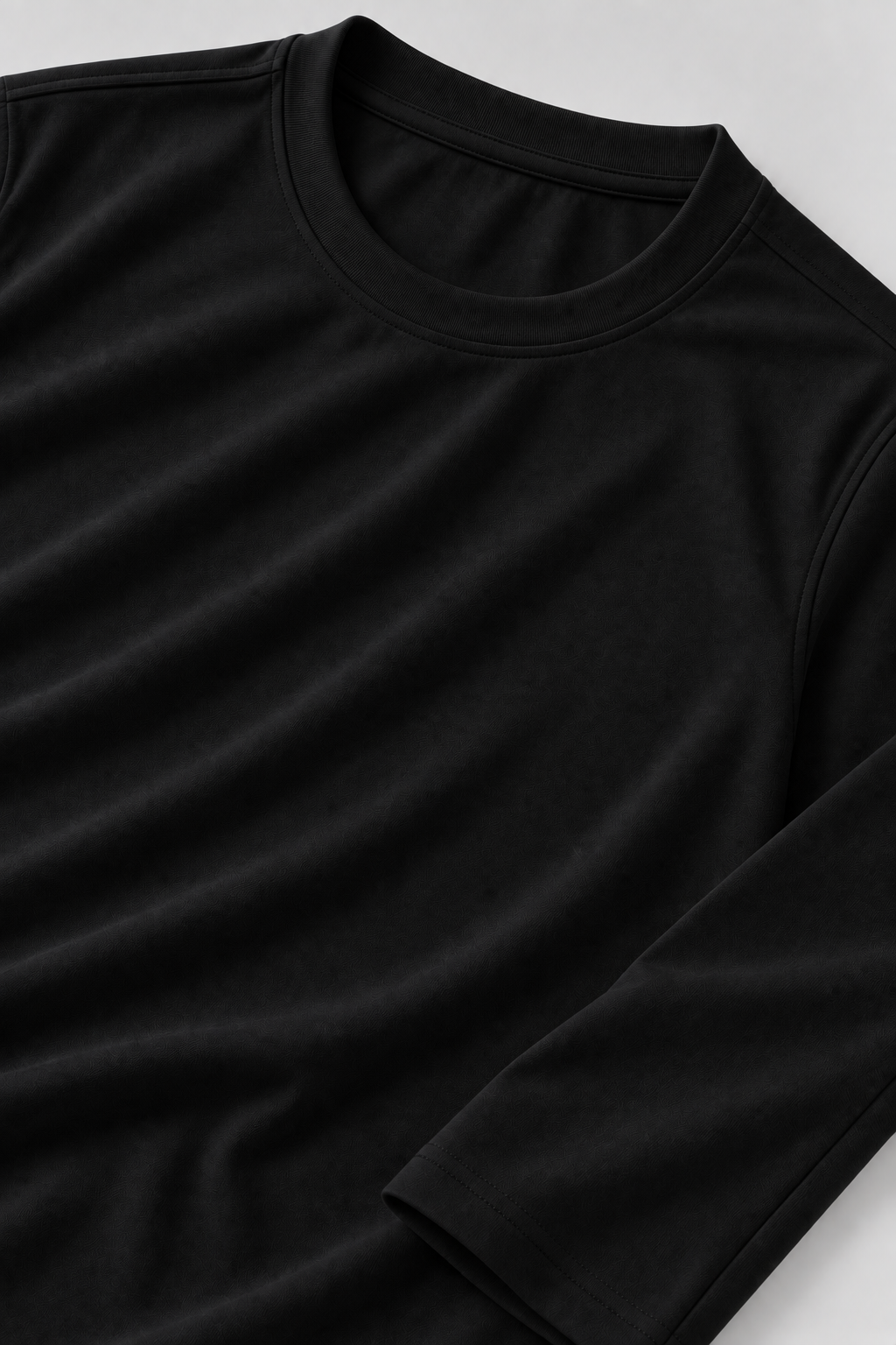 MERCERIZED COTTON LONG SLEEVE T-SHIRT - BLACK