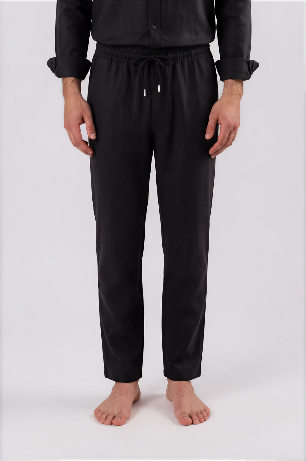 LOOSE-FITTING LINEN TROUSERS - BLACK