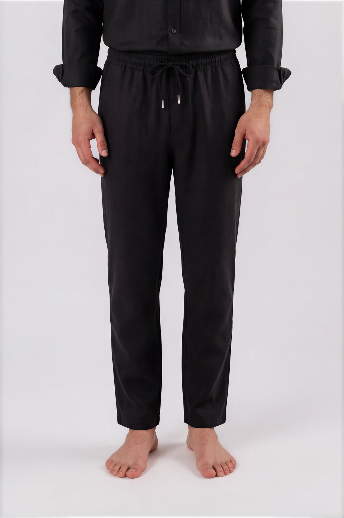 LOOSE-FITTING LINEN TROUSERS - BLACK
