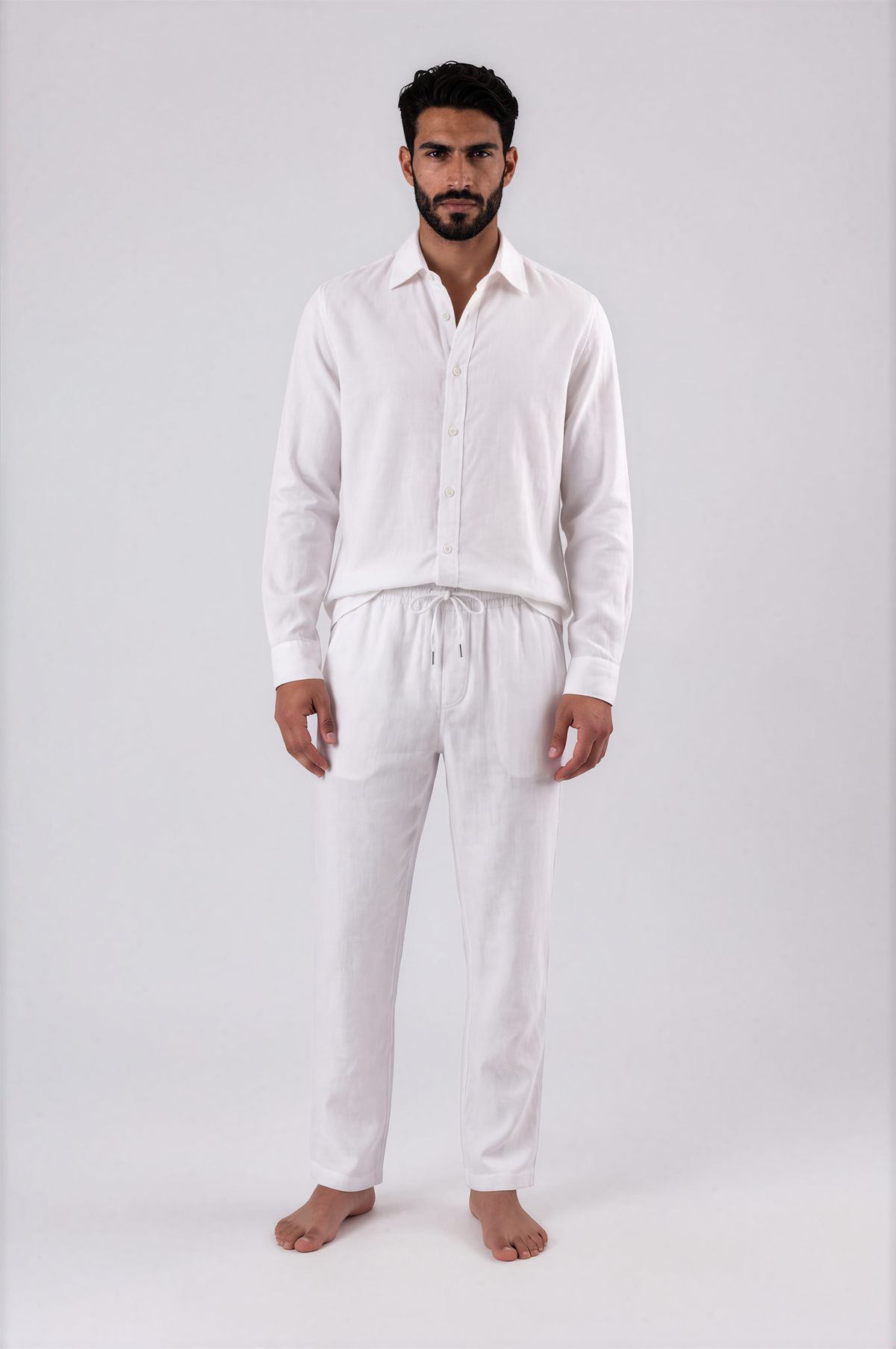 LOOSE-FITTING LINEN TROUSERS - WHITE