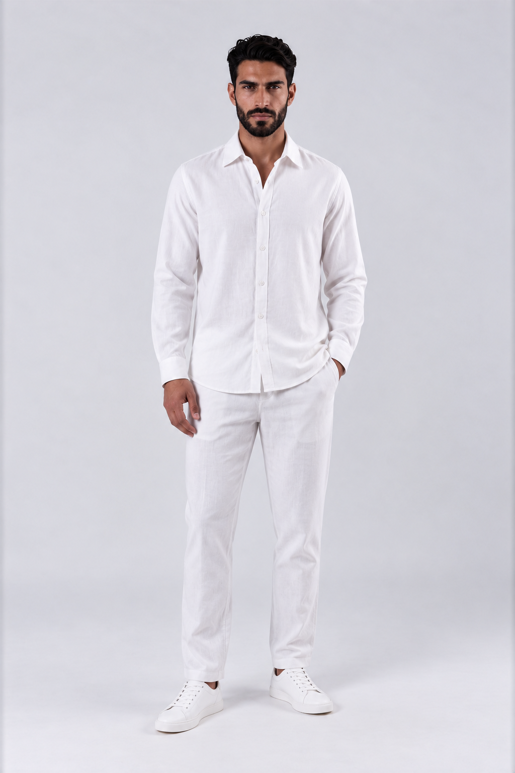 LOOSE-FITTING LINEN SHIRT - WHITE