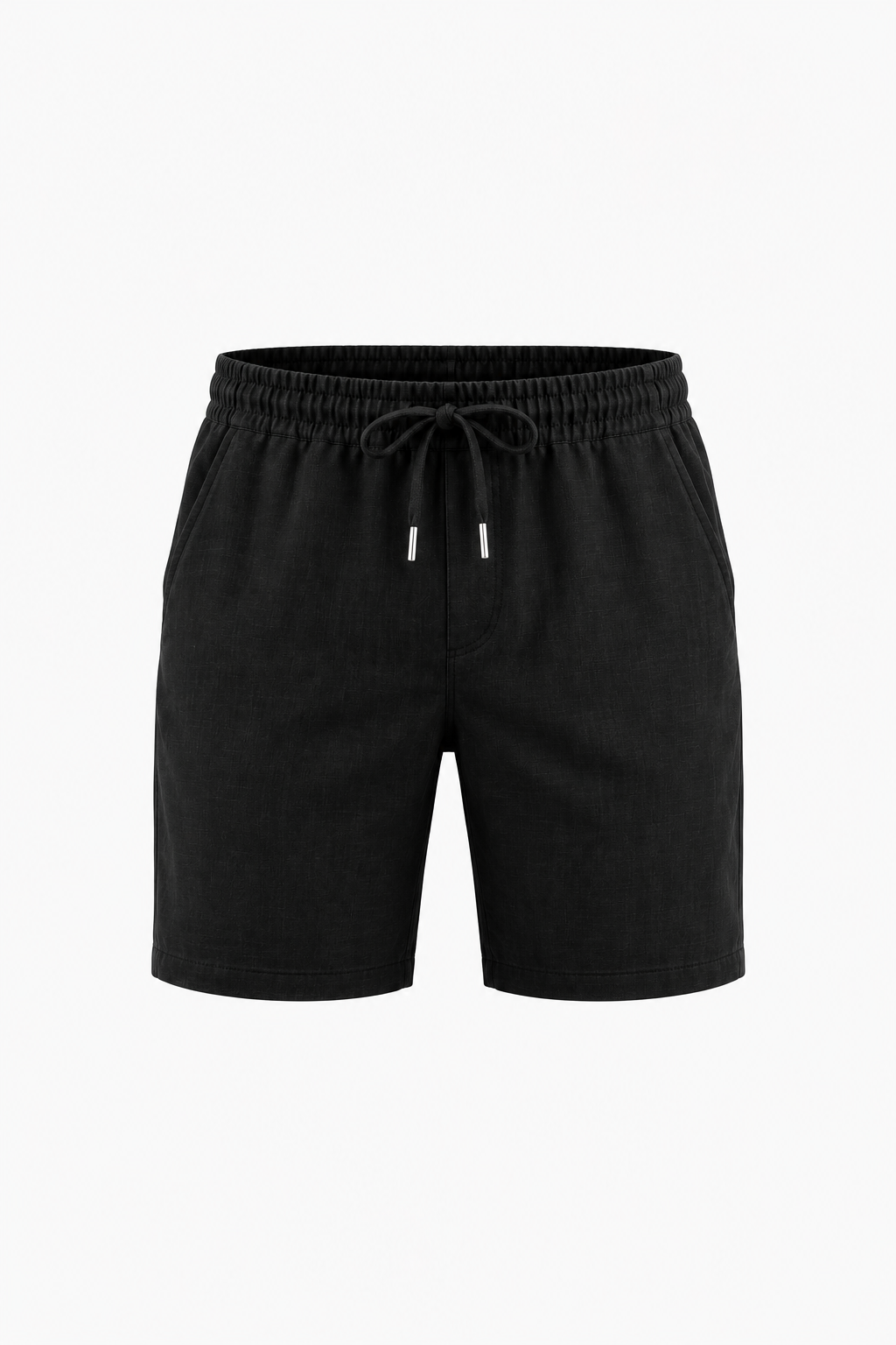 LOOSE-FITTING LINEN SHORTS - BLACK