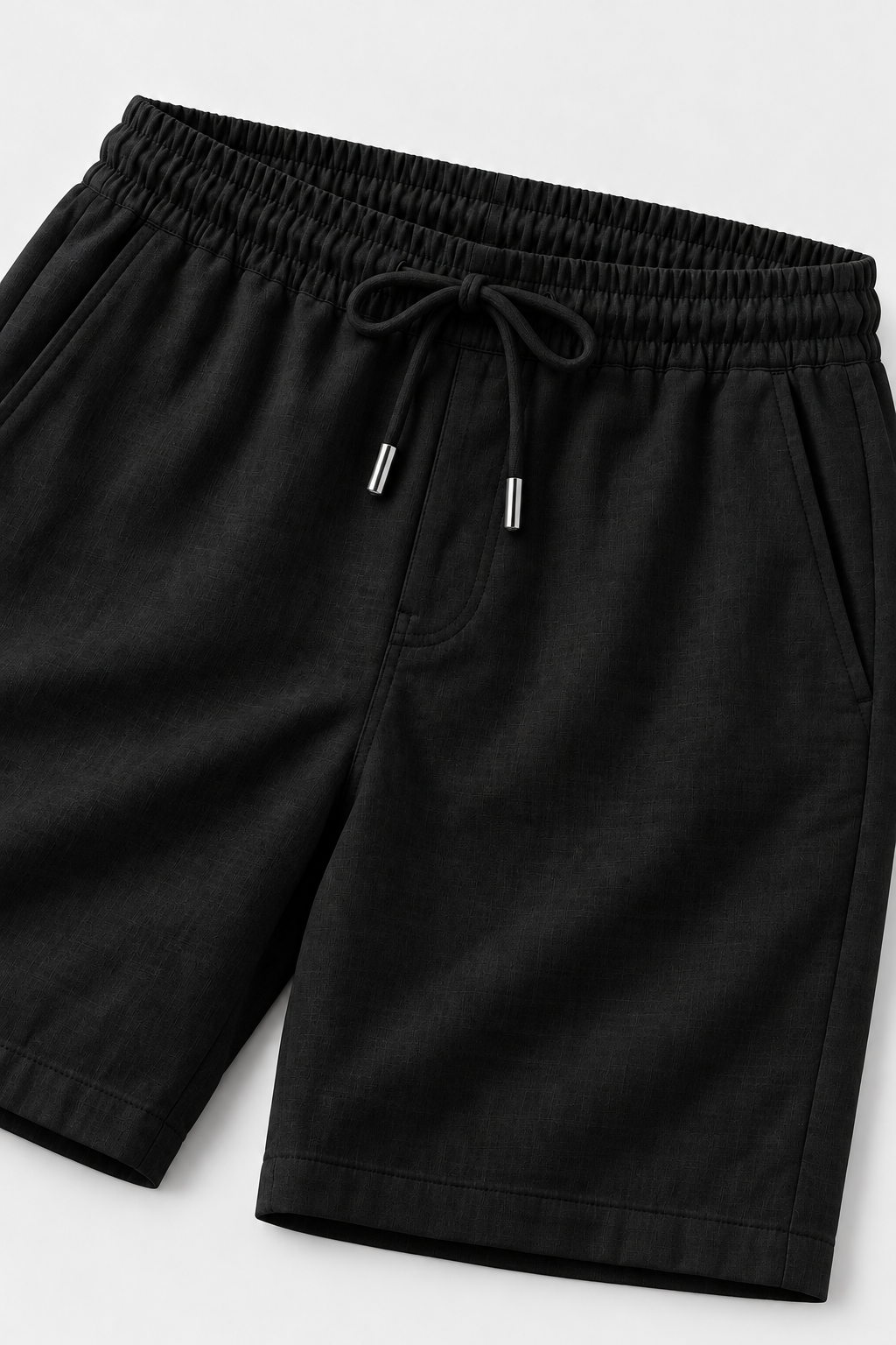 LOOSE-FITTING LINEN SHORTS - BLACK
