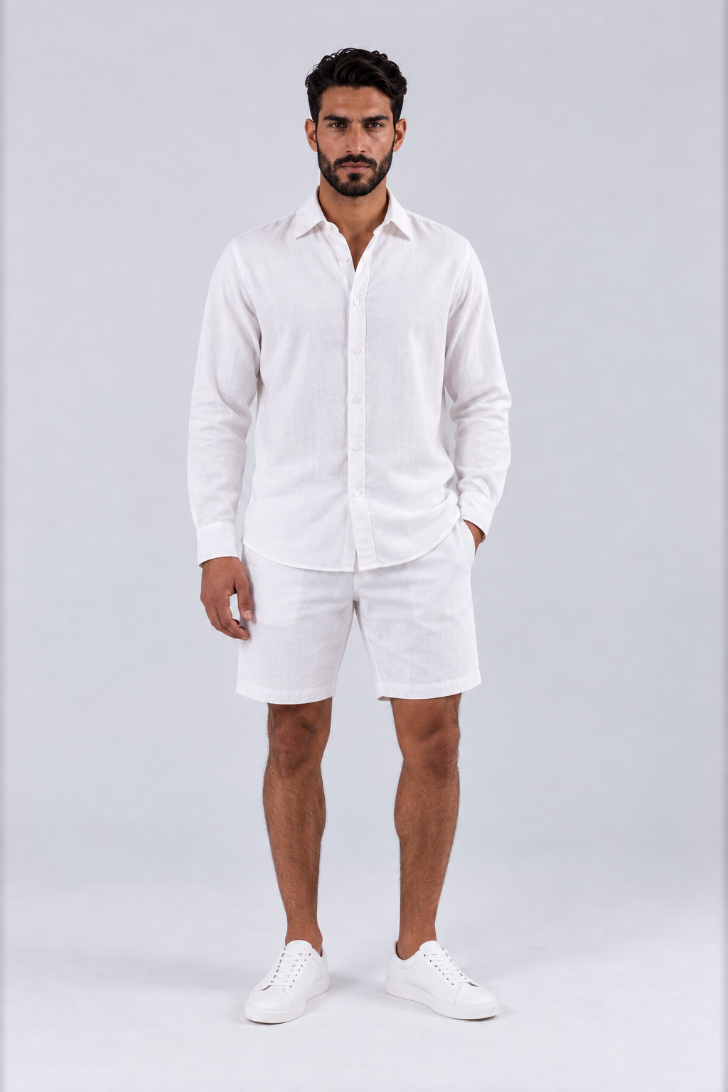 LOOSE-FITTING LINEN SHORTS - WHITE