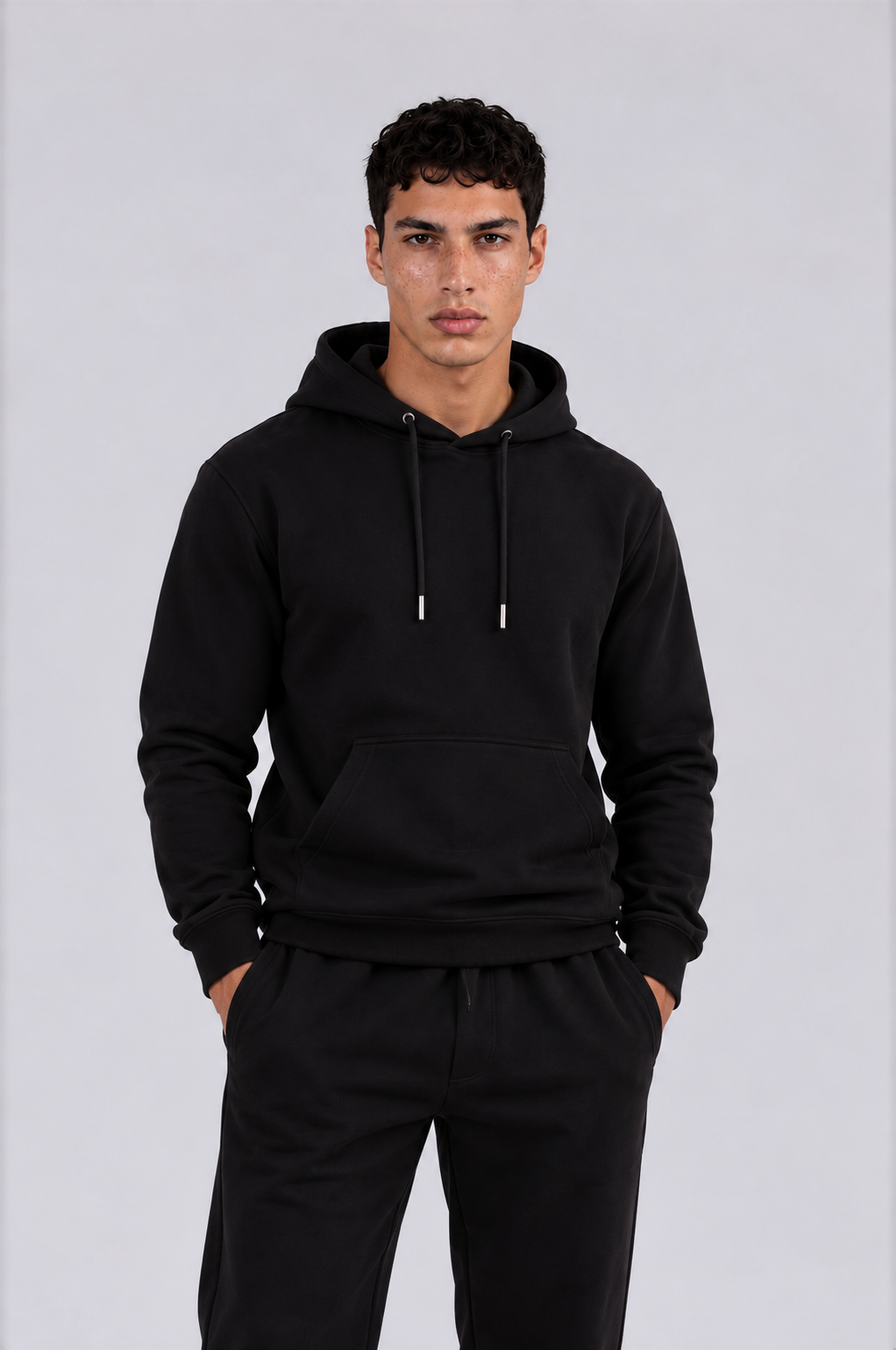 ESSENTIAL COTTON HOODIE - BLACK