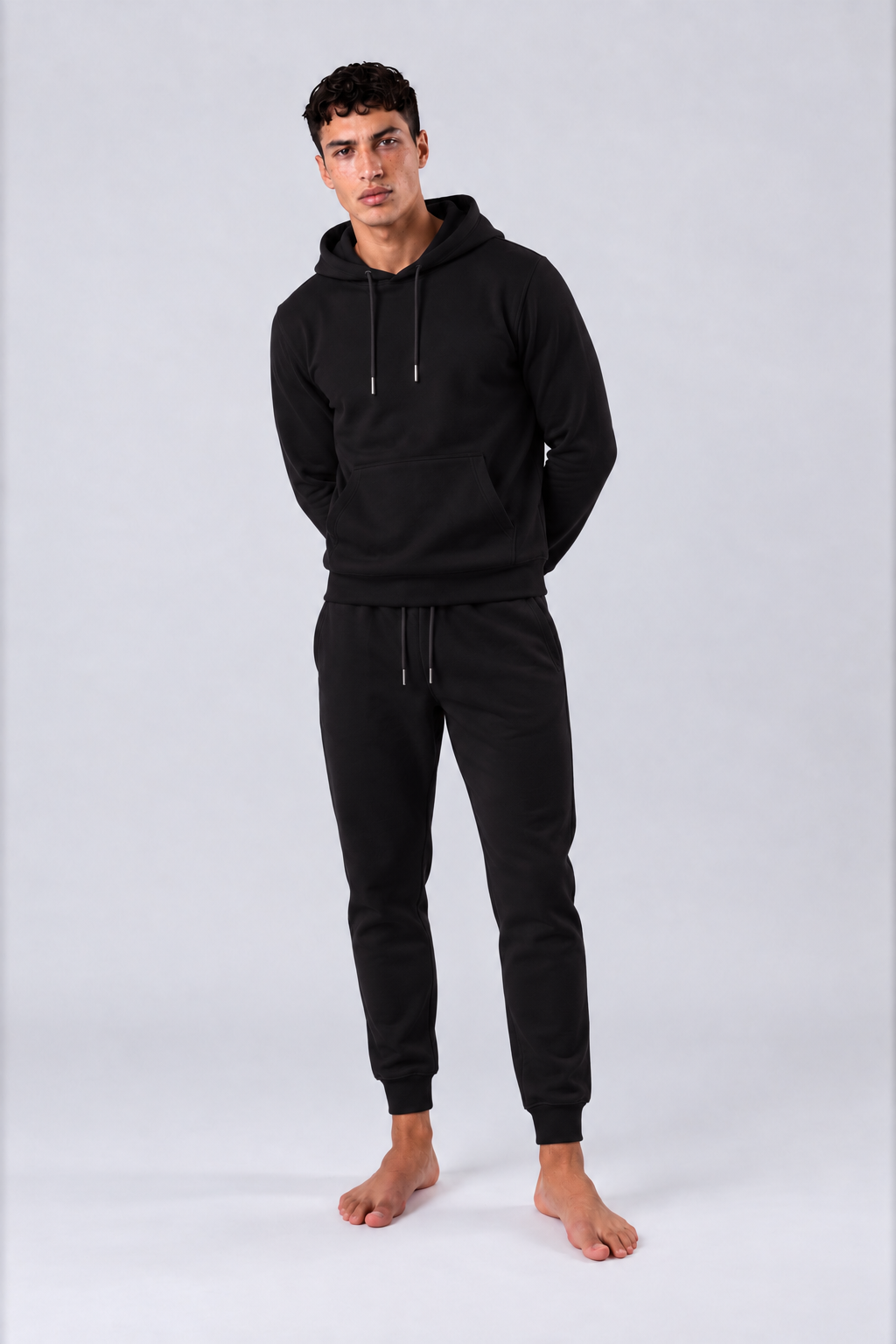 ESSENTIAL COTTON HOODIE - BLACK