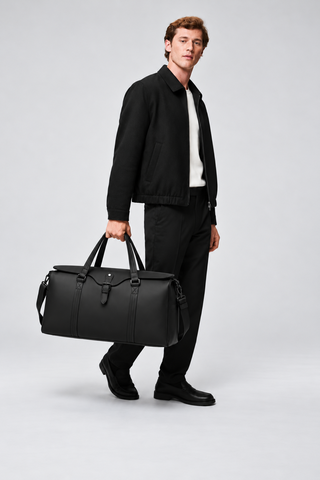 BUCKLE WEEKENDER BAG - BLACK