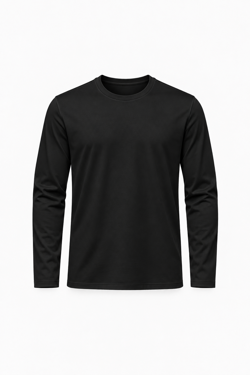 MERCERIZED COTTON LONG SLEEVE T-SHIRT - BLACK