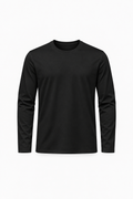MERCERIZED COTTON LONG SLEEVE T-SHIRT - BLACK