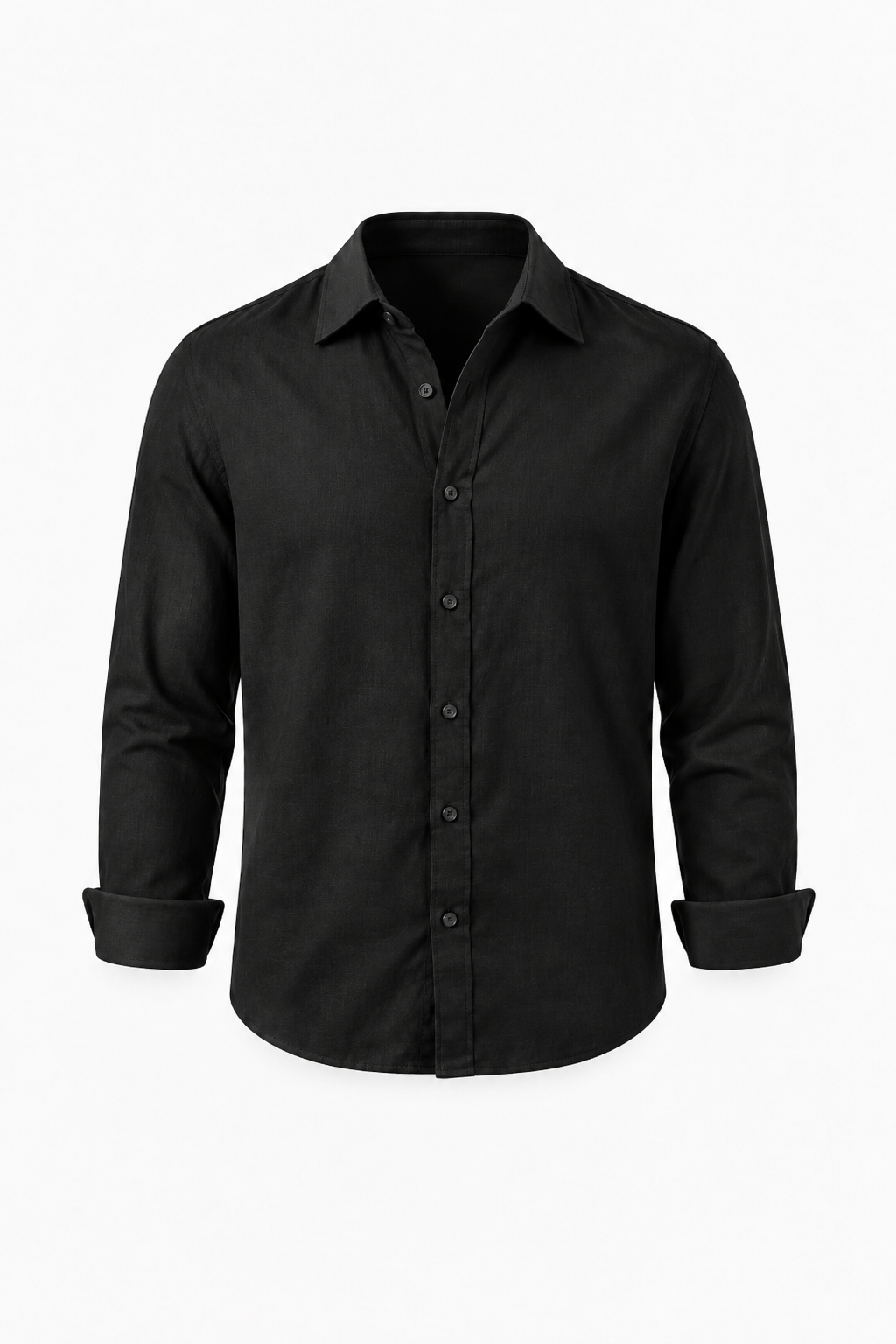 LOOSE-FITTING LINEN SHIRT - BLACK
