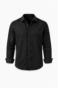 LOOSE-FITTING LINEN SHIRT - BLACK