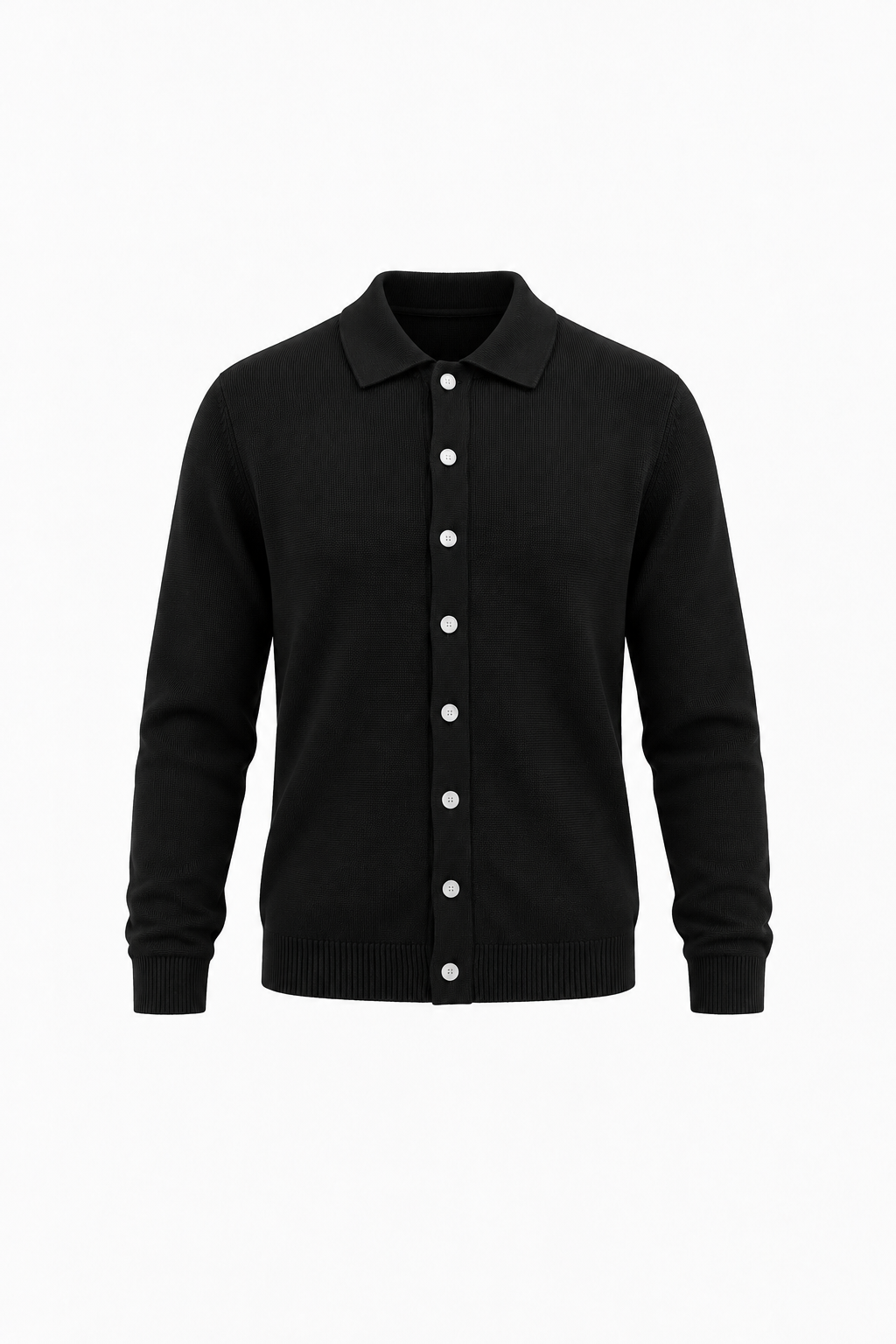 BUTTON STYLE KNITWEAR - BLACK