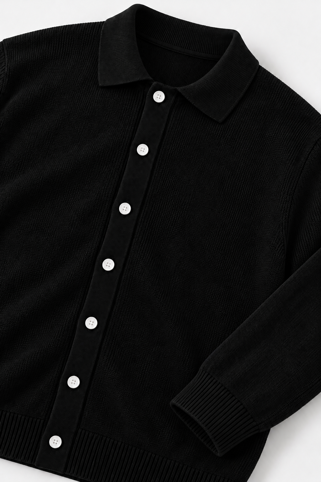BUTTON STYLE KNITWEAR - BLACK